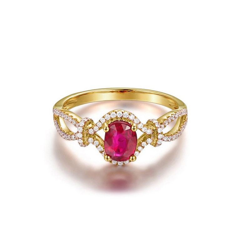 Anello Giardino Segreto - Oro Giallo, Rubino Mozambico & Diamanti - 2