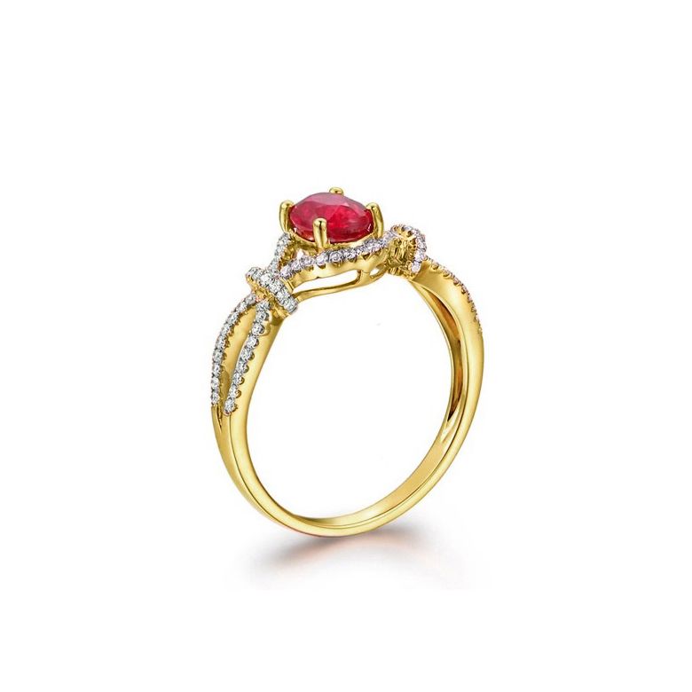 Anello Giardino Segreto - Oro Giallo, Rubino Mozambico & Diamanti - 3