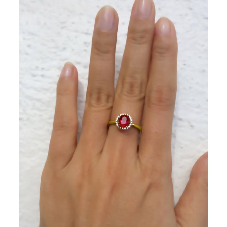 Anello Di Fidanzamento Portami Via - Oro Giallo, Diamanti & Rubino Birmano - 2
