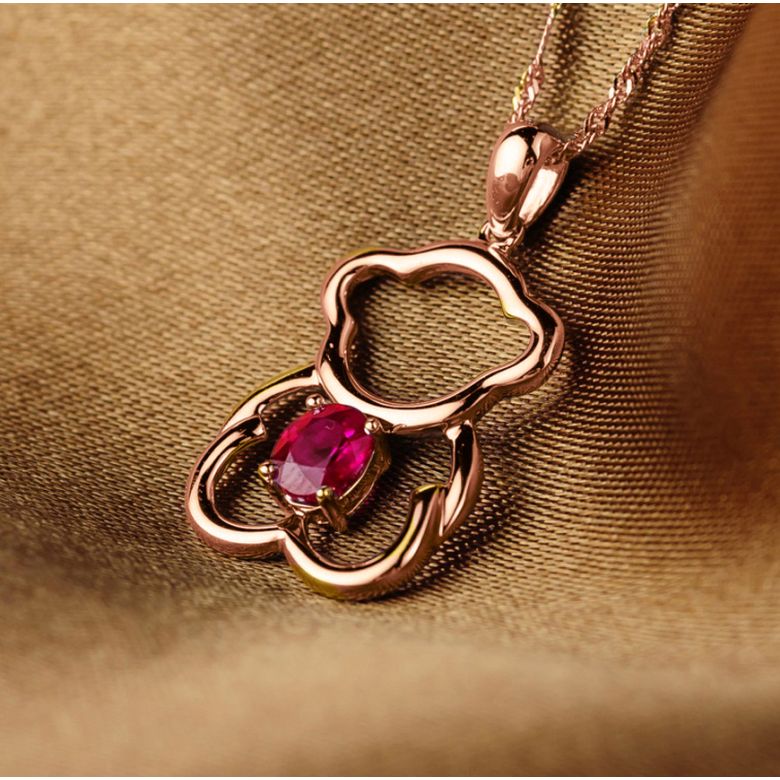 Ciondolo orsetto in oro rosa e rubino - 2