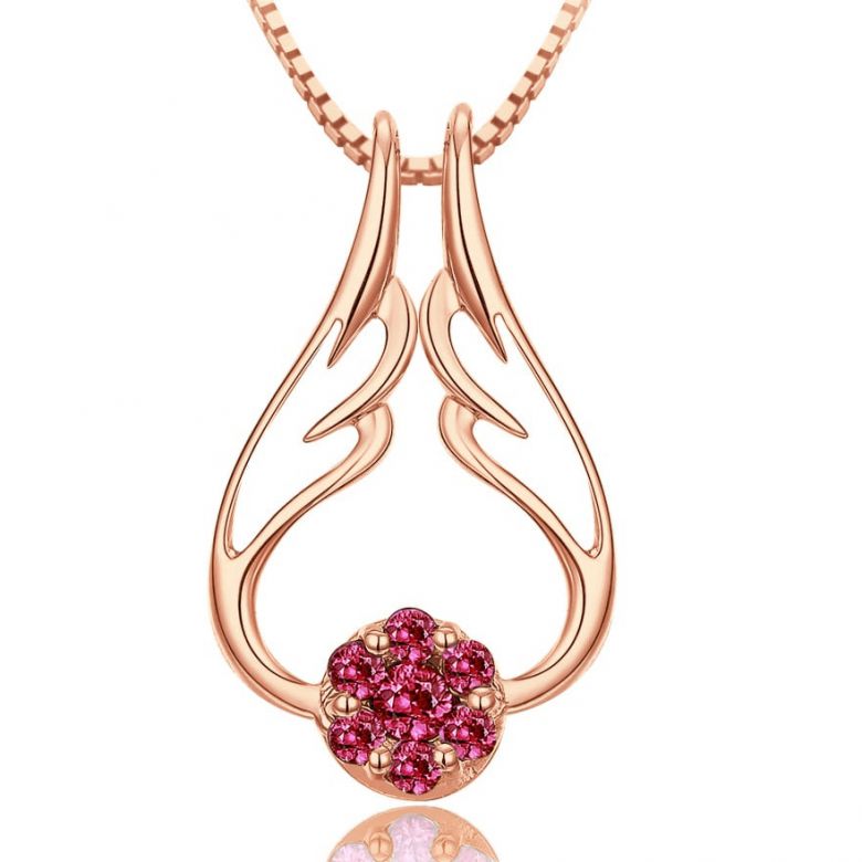 Ciondolo Ali d'Angelo - Oro Rosa e Rubini Birmani - 1