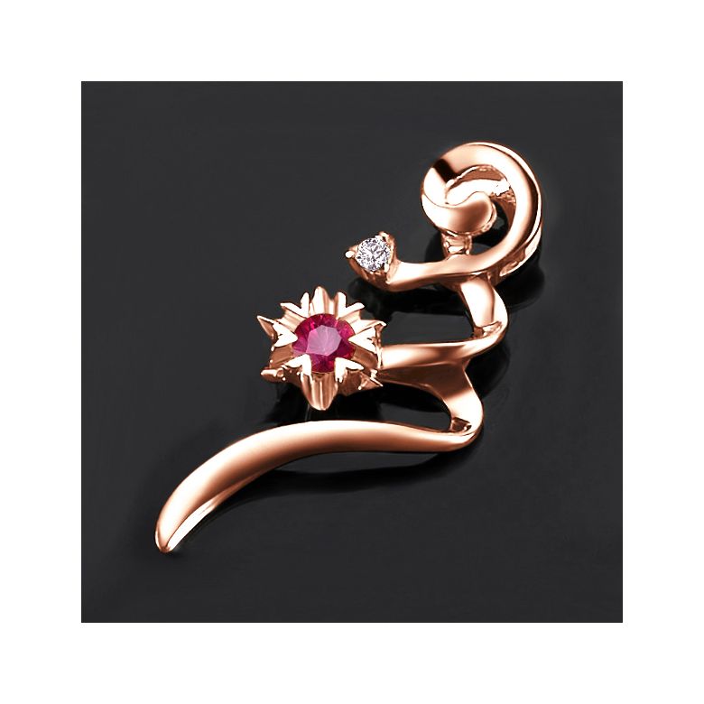 Ciondolo tortiglione - Oro rosa, rubini e diamanti - 3