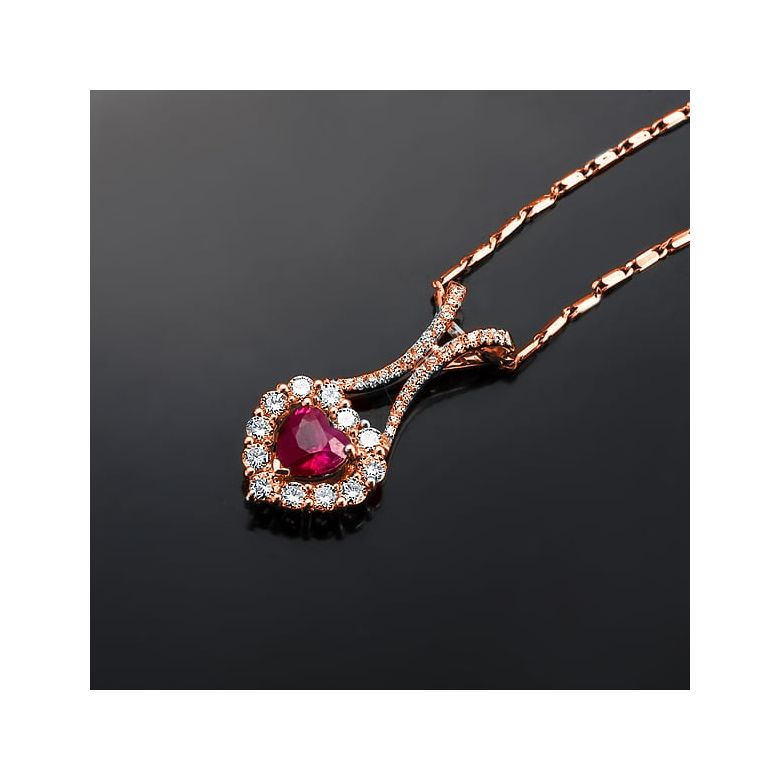 Ciondolo Rubacuori - Oro rosa, Rubini e Diamanti - 5