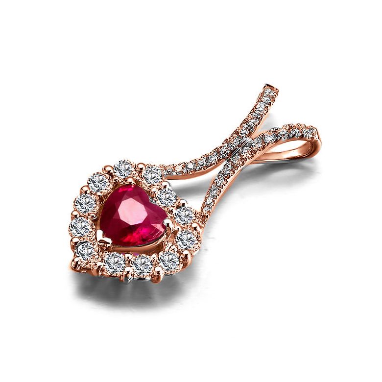 Ciondolo Rubacuori - Oro rosa, Rubini e Diamanti - 4