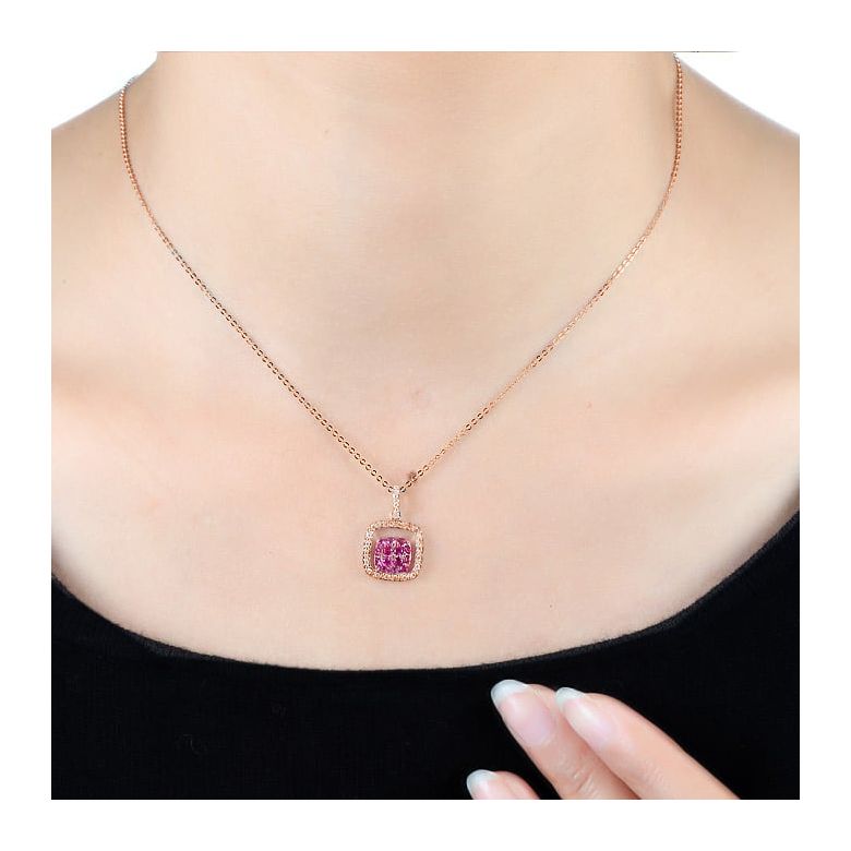 Ciondolo Quadrato - Oro rosa, Rubini e Diamanti oro rosa - 3