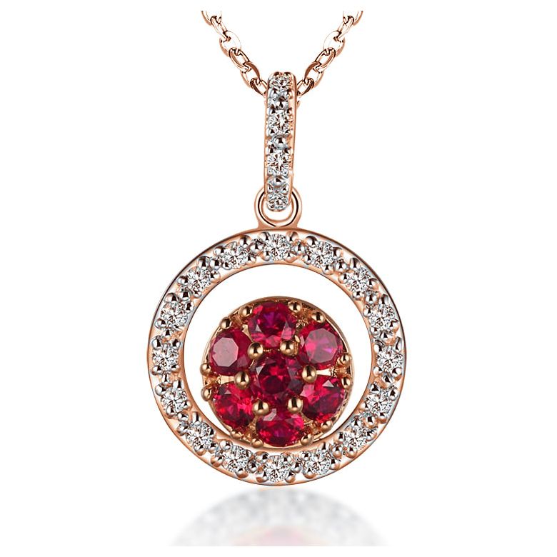 Ciondolo Stargate - Oro rosa, Diamanti e Rubini oro rosa - 1