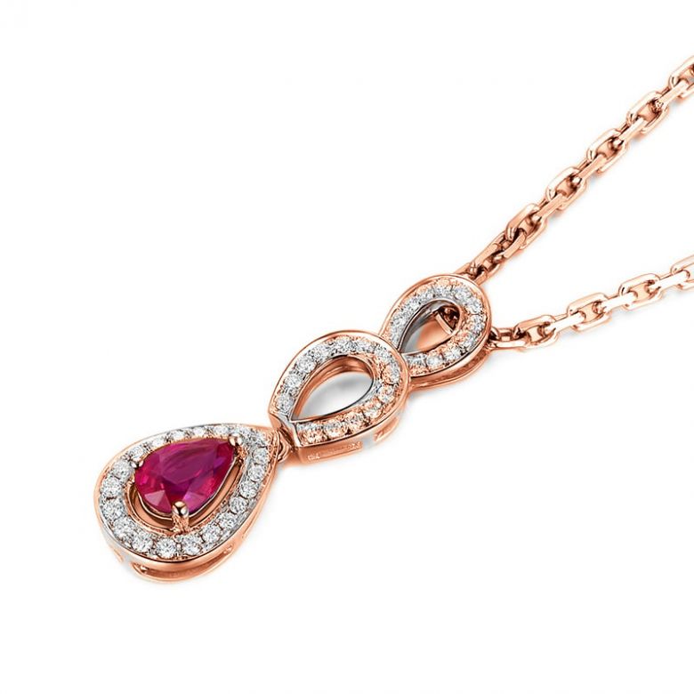 Ciondolo Mille e una stelle - Goccia in oro rosa, diamanti - 3