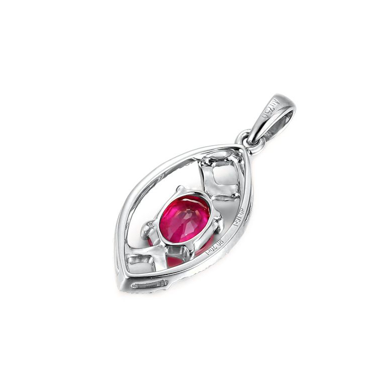 Ciondolo Eurydice Oro bianco 18ct - Rubino taglio ovale e diamanti - 4