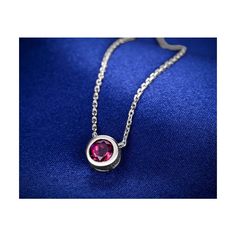 Collana ciondolo solitario, Rubino e Oro bianco - 4