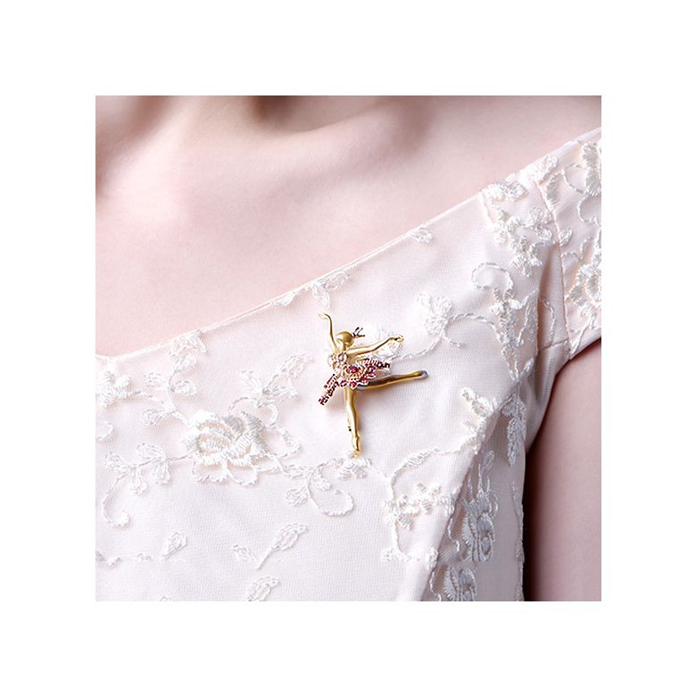 Ciondolo Princesse Ballerina - Spilla Oro giallo e rosa - Rubini - 9