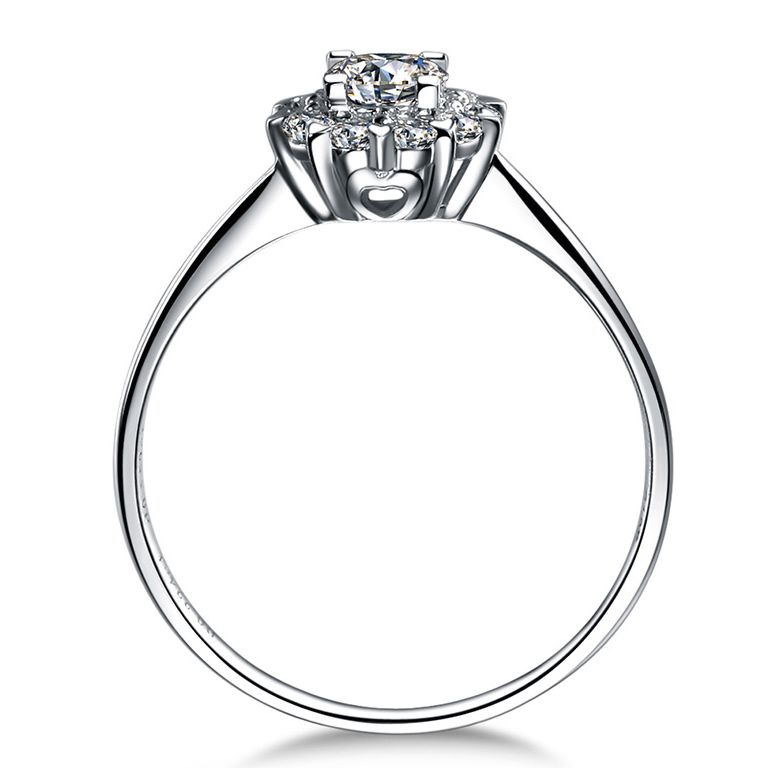 Anello Solitario Composto Cuore Screziato - Oro Bianco & Diamanti 0.33ct | Gemperles - 3