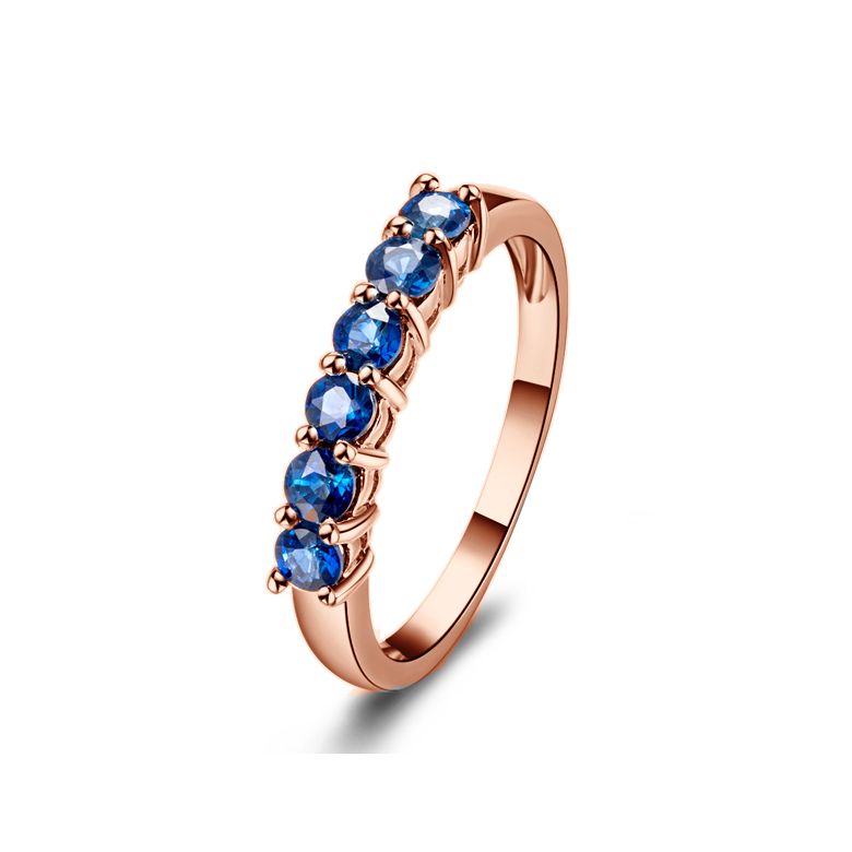 Anello Glamour - Oro Rosa, Riviera a Mezzo Giro di Zaffiri - 1