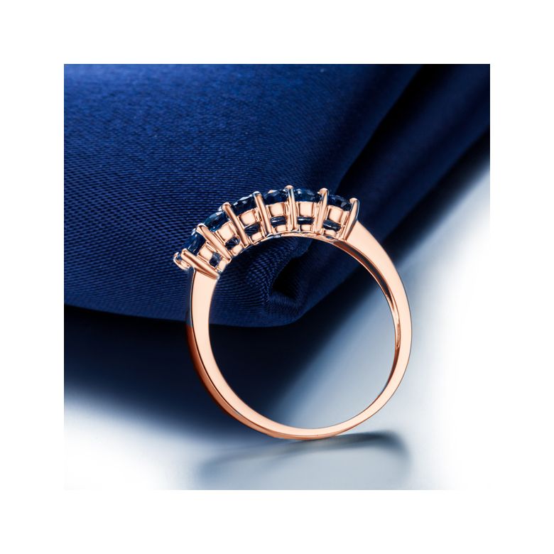 Anello Glamour - Oro Rosa, Riviera a Mezzo Giro di Zaffiri - 3