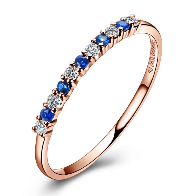 Anello Variazioni Magiche - Oro Rosa, Riviera Mezzo Giro di Zaffiri & Diamanti - 1