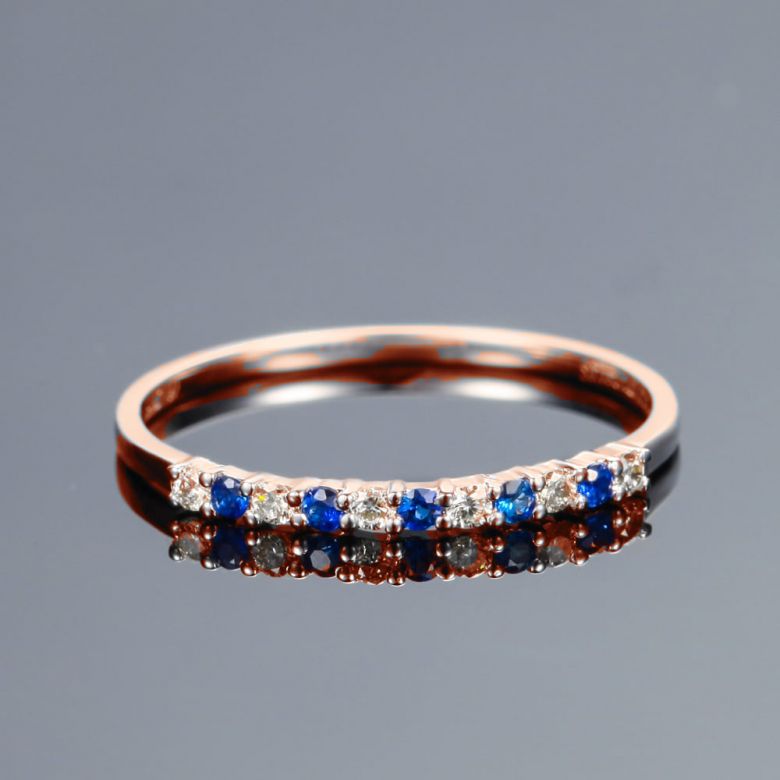 Anello Variazioni Magiche - Oro Rosa, Riviera Mezzo Giro di Zaffiri & Diamanti - 6