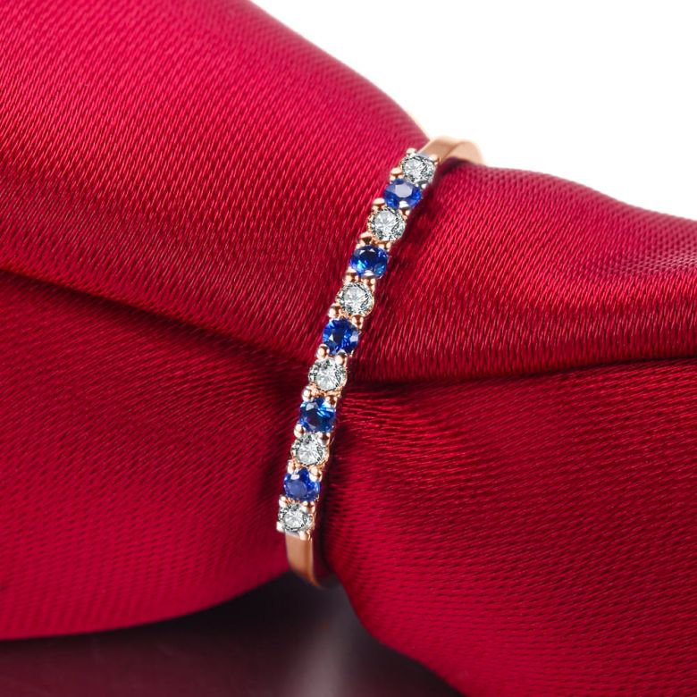 Anello Variazioni Magiche - Oro Rosa, Riviera Mezzo Giro di Zaffiri & Diamanti - 5