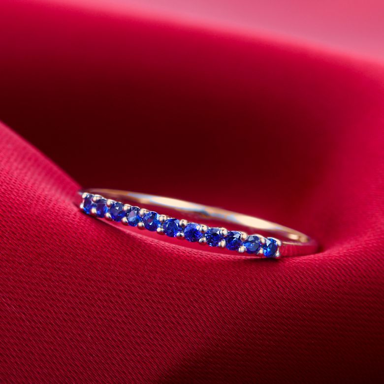 Anello Little Star - Oro Rosa, Riviera a Mezzo Giro di Zaffiri - 3