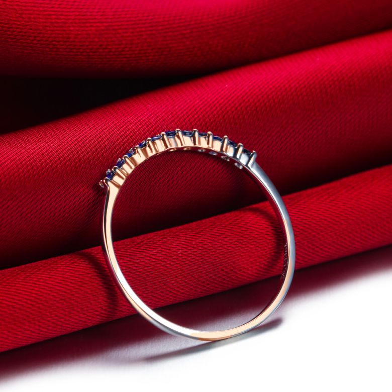Anello Little Star - Oro Rosa, Riviera a Mezzo Giro di Zaffiri - 4