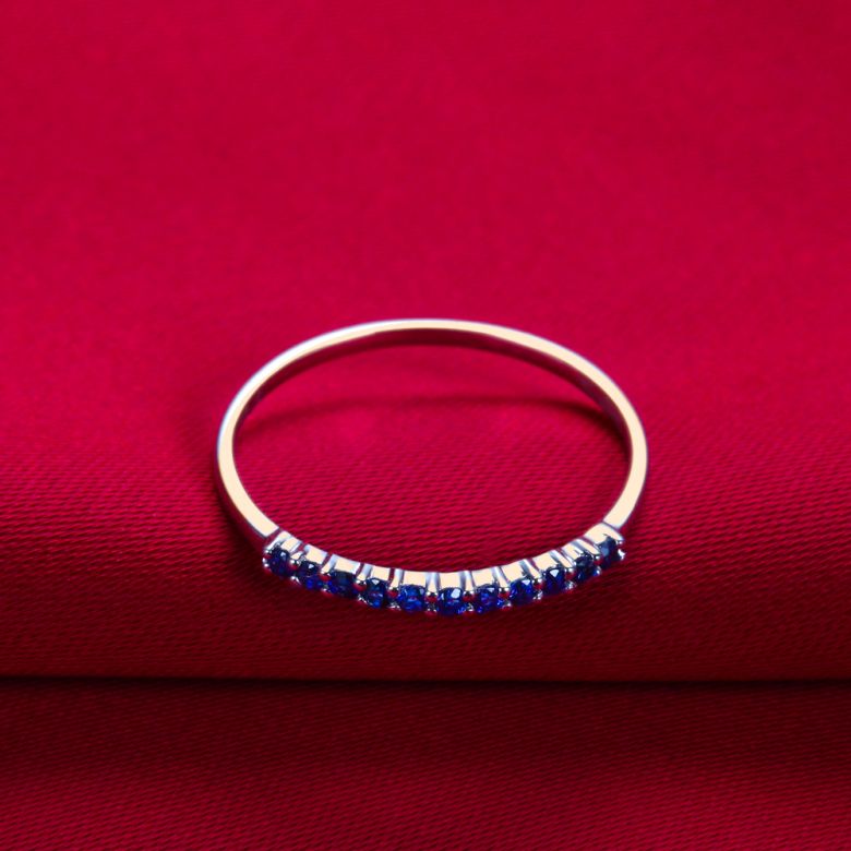 Anello Little Star - Oro Rosa, Riviera a Mezzo Giro di Zaffiri - 5