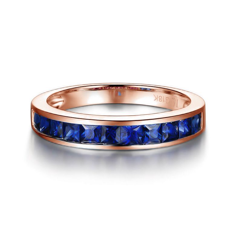 Anello Veretta Principessa - Oro Rosa e Riviera di Zaffiri Princess a Binario - 2