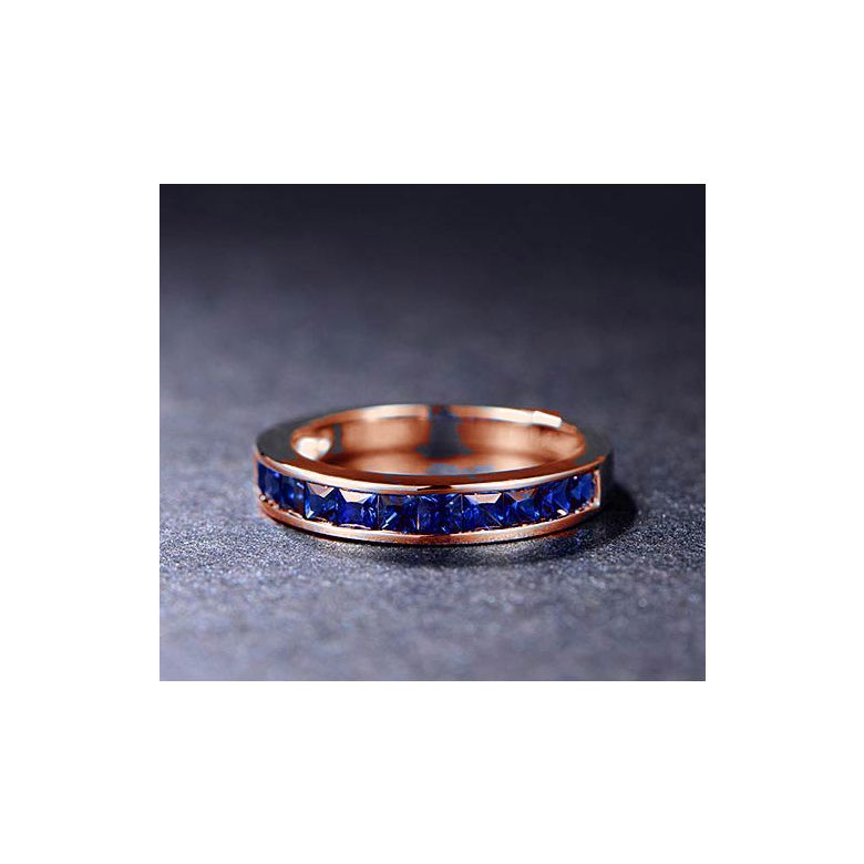 Anello Veretta Principessa - Oro Rosa e Riviera di Zaffiri Princess a Binario - 5