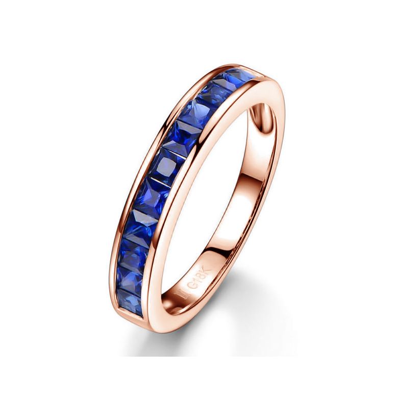 Anello Veretta Principessa - Oro Rosa e Riviera di Zaffiri Princess a Binario - 1