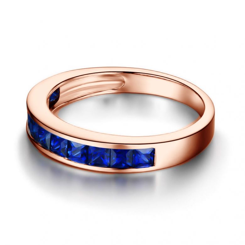 Anello Veretta Principessa - Oro Rosa e Riviera di Zaffiri Princess a Binario - 4