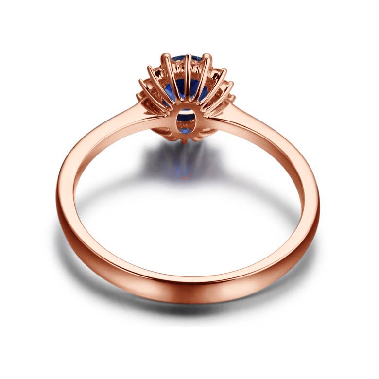Solitario Composto Astro - Oro Rosa, Diamanti & Zaffiro Ovale - 4