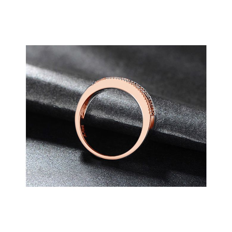 Anello Luce Blu - Oro Rosa, Riviera di Zaffiri Princess a Binario & Diamanti - 5