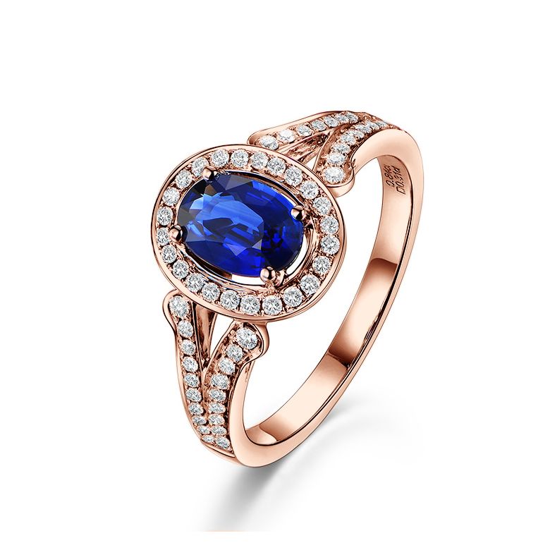 Anello Solitario Composto Dambulla - Oro Rosa, Diamanti & Zaffiro - 7