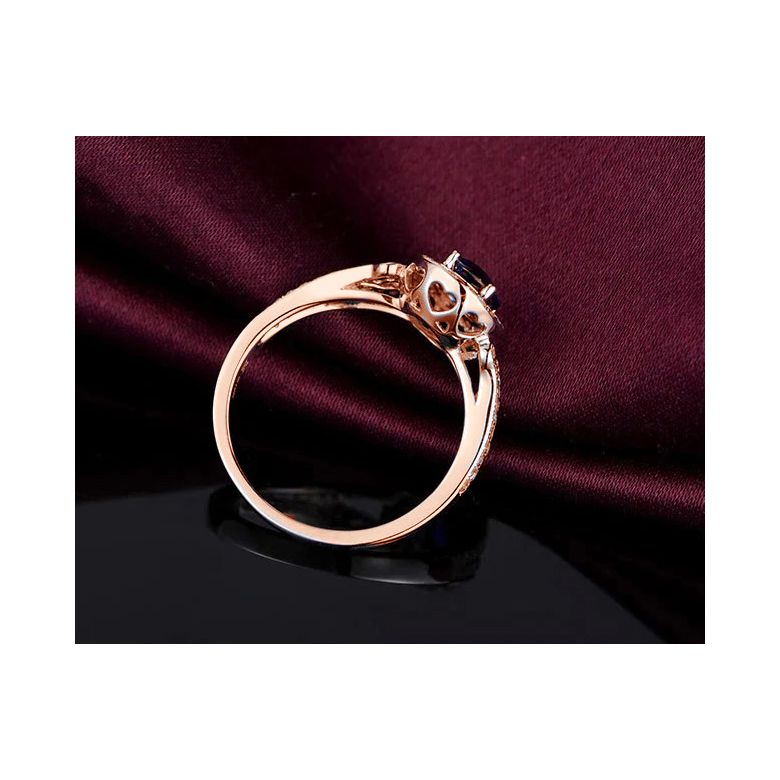 Anello Solitario Composto Dambulla - Oro Rosa, Diamanti & Zaffiro - 9