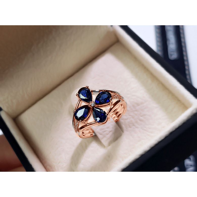 Anello da Donna Eucléia - Oro Rosa, Diamanti & Zaffiri Pera - 7