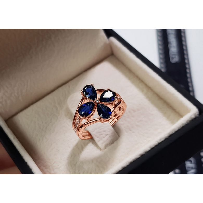 Anello da Donna Eucléia - Oro Rosa, Diamanti & Zaffiri Pera - 11