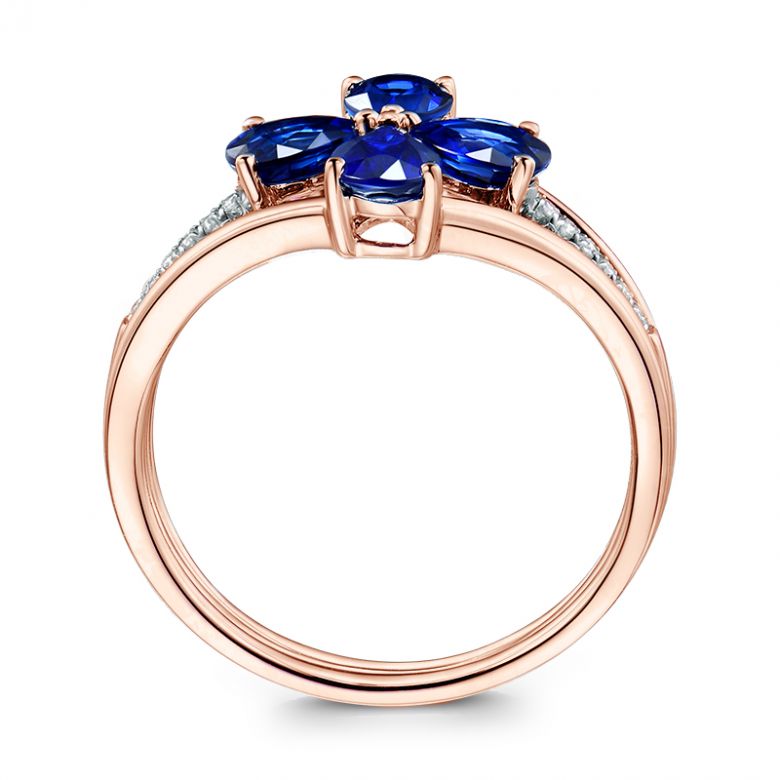 Anello da Donna Eucléia - Oro Rosa, Diamanti & Zaffiri Pera - 9