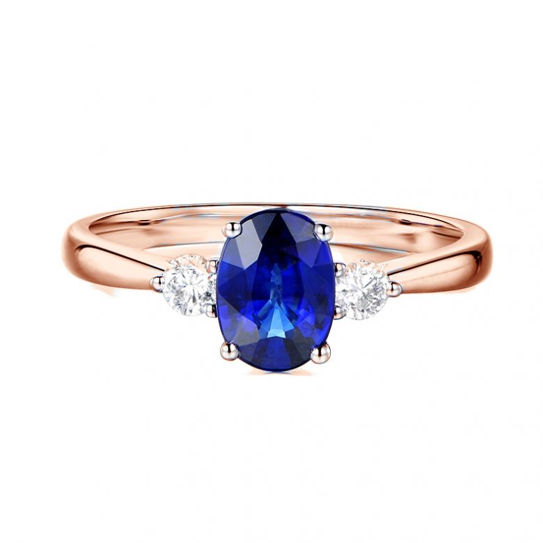 Anello da Donna Cybèle - Oro Rosa, Diamanti & Zaffiro Blu Ovale - 3