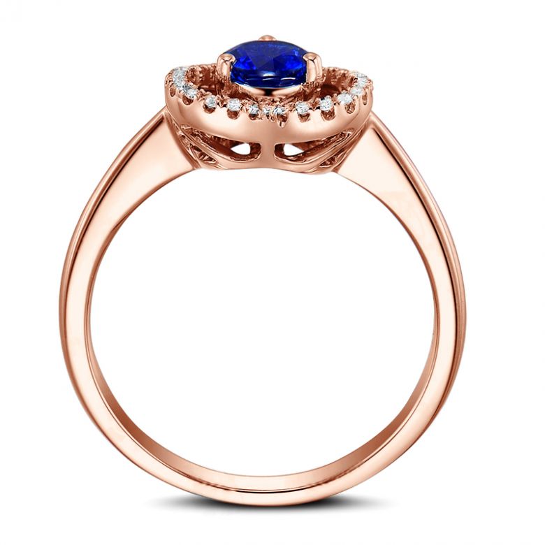 Anello Love Me Tender - Oro Rosa, Diamanti & Zaffiro Blu - 5
