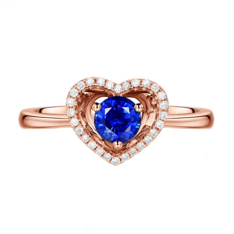 Anello Love Me Tender - Oro Rosa, Diamanti & Zaffiro Blu - 6
