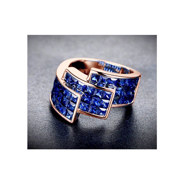 Anello Simone de Beauvoir - Oro Rosa e Pavé Zaffiri Princess a Binario - 3