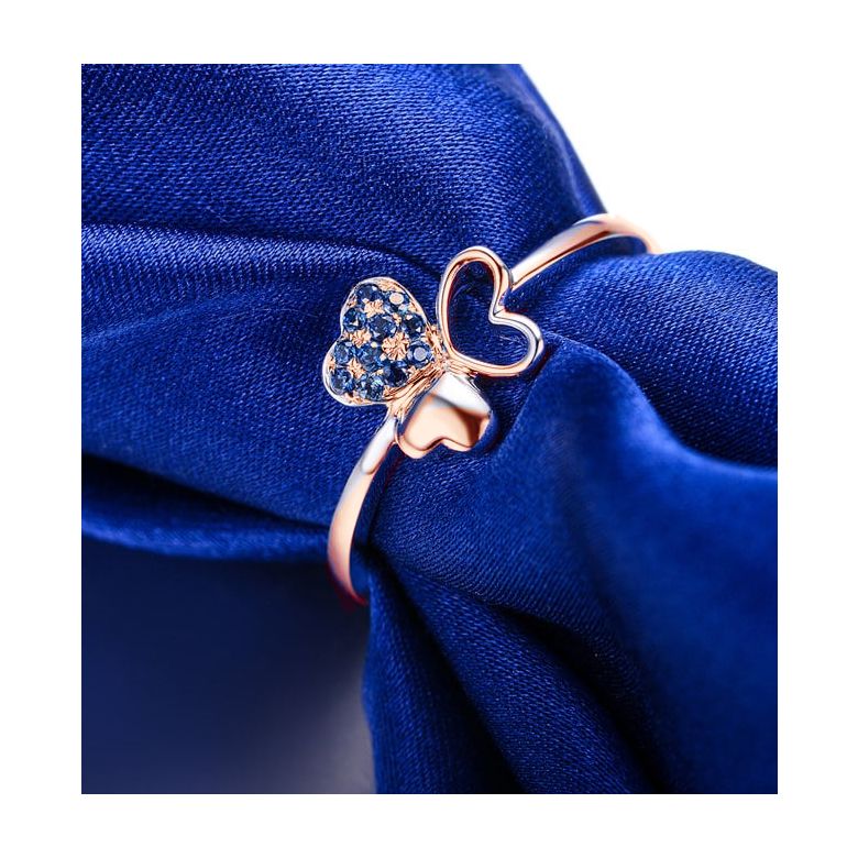 Anello da Donna Coeur de Trèfle - Oro Rosa & Zaffiri Blu - 2