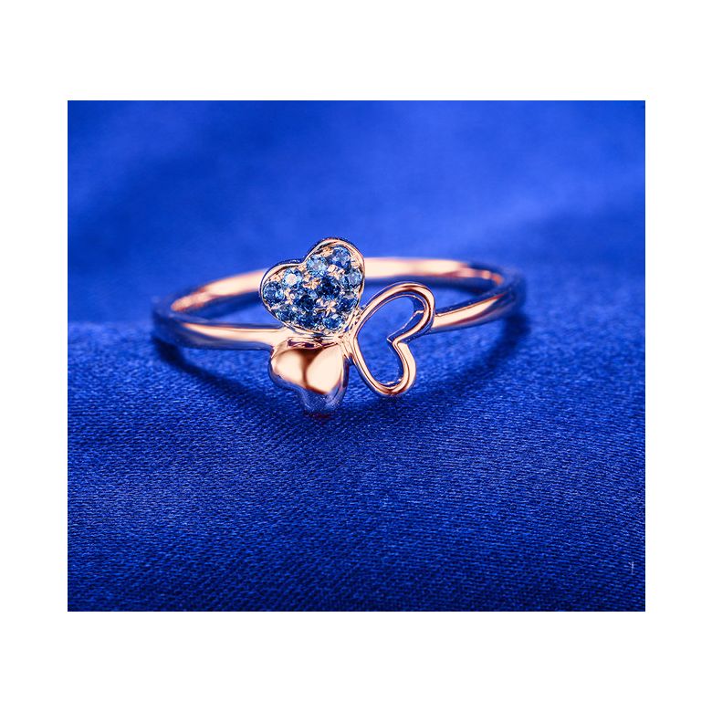 Anello da Donna Coeur de Trèfle - Oro Rosa & Zaffiri Blu - 3