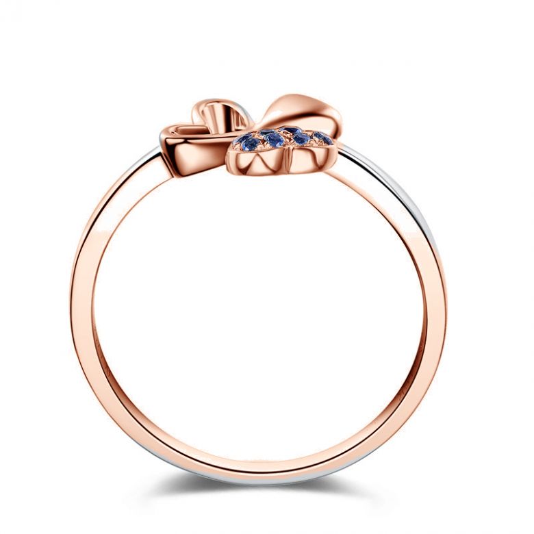 Anello da Donna Coeur de Trèfle - Oro Rosa & Zaffiri Blu - 4