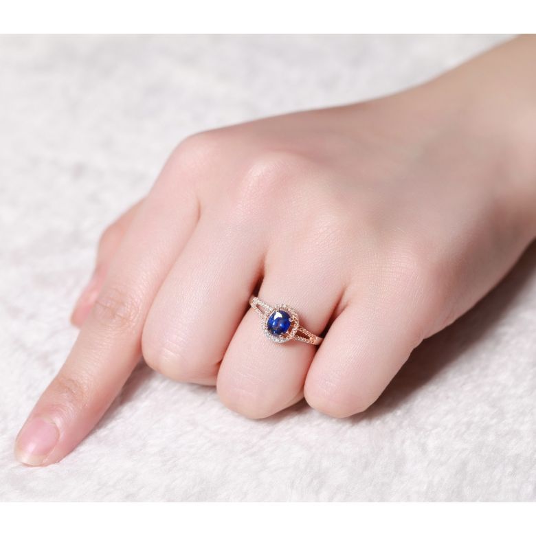 Anello Solitario Composto Mahaweli - Oro Rosa, Diamanti & Zaffiro - 2