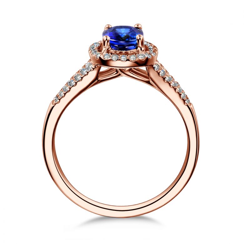 Anello Solitario Composto Mahaweli - Oro Rosa, Diamanti & Zaffiro - 8