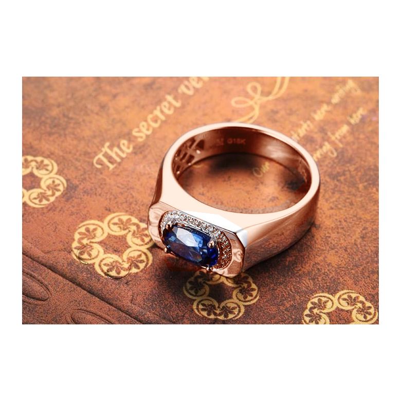 Solitario Composto Finlay - Oro Rosa,  Diamanti & Zaffiro Ovale - 5