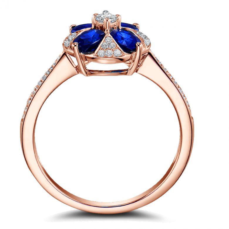 Anello da Donna Fleur - Oro Rosa, Diamanti & Zaffiri Ovali - 10