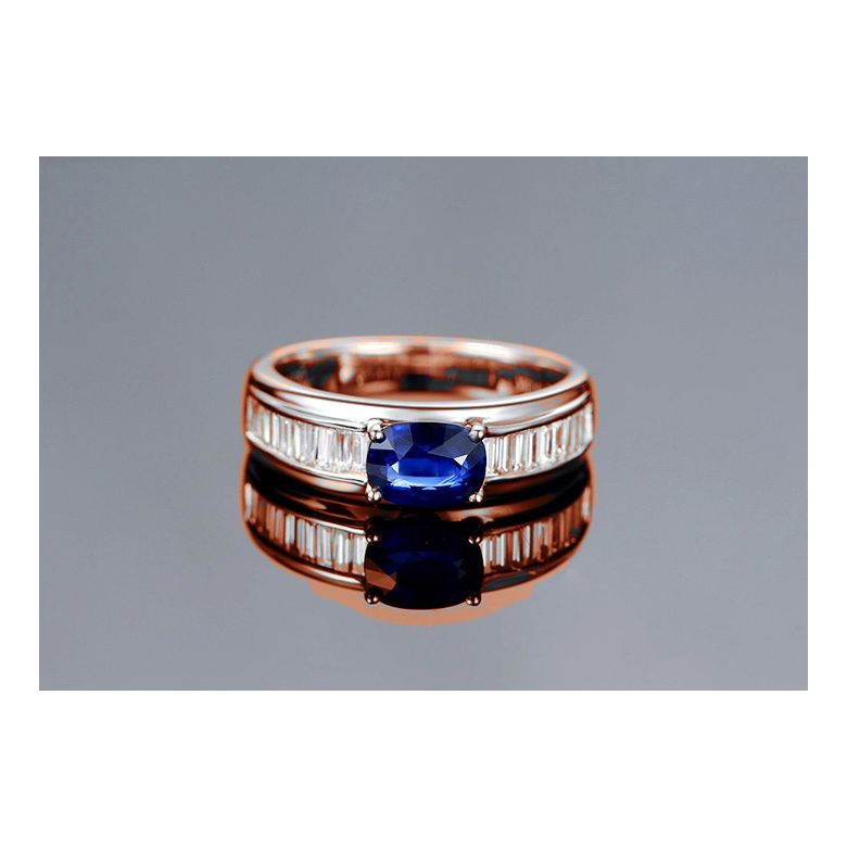 Solitario Composto True Love - Oro Rosa, Diamanti & Zaffiro Ovale - 4
