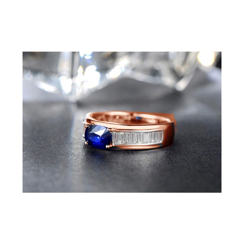 Solitario Composto True Love - Oro Rosa, Diamanti & Zaffiro Ovale - 6