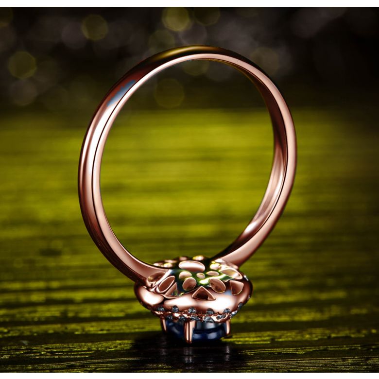 Anello Nasride - Oro Rosa, Diamanti & Zaffiro Blu - 4
