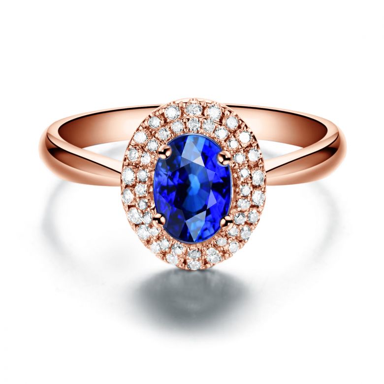 Anello Nasride - Oro Rosa, Diamanti & Zaffiro Blu - 5
