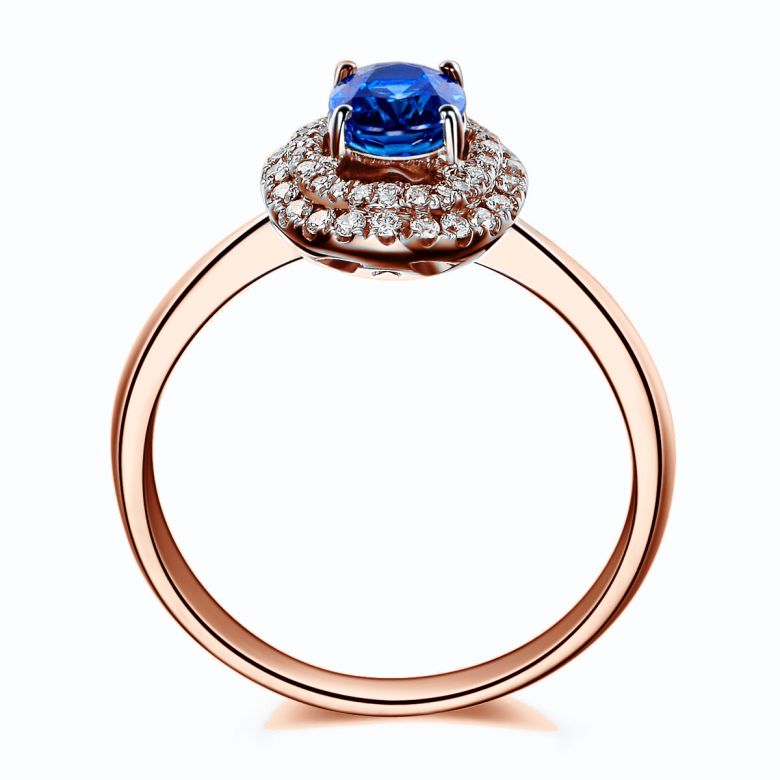 Anello Nasride - Oro Rosa, Diamanti & Zaffiro Blu - 6